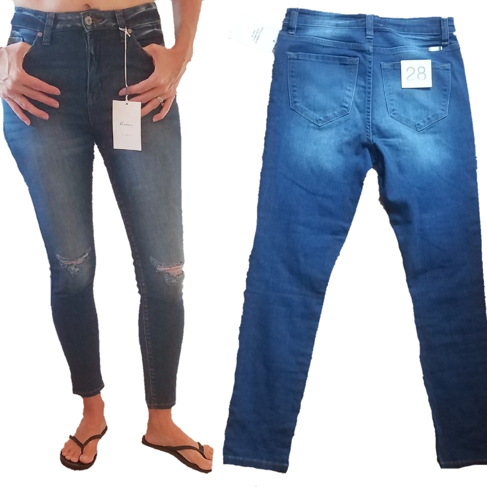 Kancan High rise skinny distressed blue jeans